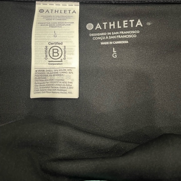 NWT Athleta Blue Black Freestyle Camo Bikini Bottom Size L - Picture 10 of 10